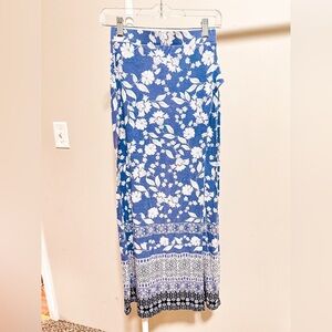 Charlotte Russe Purple and White Floral Maxi Skirt with High Slit size Small
